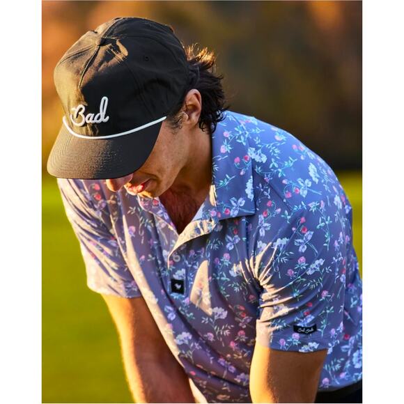 Bad Birdie Lush Core Performance Polo Mens Small 4 Way Stretch UPF 50 Anti Odor - Picture 2 of 10